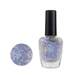 Лак для ногтей Jerden Glitter 618. бузково-блакитні шіммери і сріблясті конфетті. 16 мл