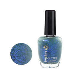 Лак для ногтей Jerden Glitter 632. блакитний хамелеон з блискітками на перламутрово-прозорій основі. 16 мл