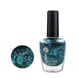 Лак для ногтей Jerden Glitter 645. синьо-зелені конфетті на прозорій основі. 16 мл