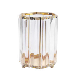 Подставка-стакан для кистей и пилочек Crystal, металлическая, шестигранная, цвет золото