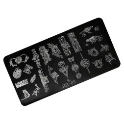 Пластина для стемпинга RichColoR 009 Дикие кошки, узоры, цветы