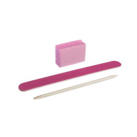 Набор для ногтей одноразовый Kodi Professional пилка 120/120, баф, апельсиновая палочка, розовый