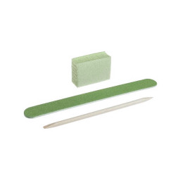 Набор для ногтей одноразовый Kodi Professional 04 пилка 120/120, баф, апельсиновая палочка, зеленый