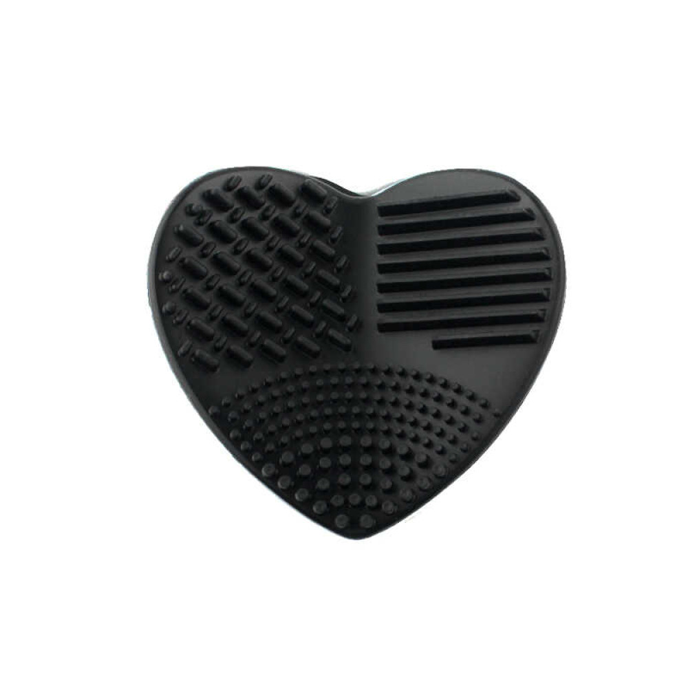 Силиконовая подушка-сердце для очистки кистей, 7х7 см, цвет черный