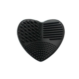 Силіконова подушка-серце для очистки пензлів, 7х7 см, колір чорний