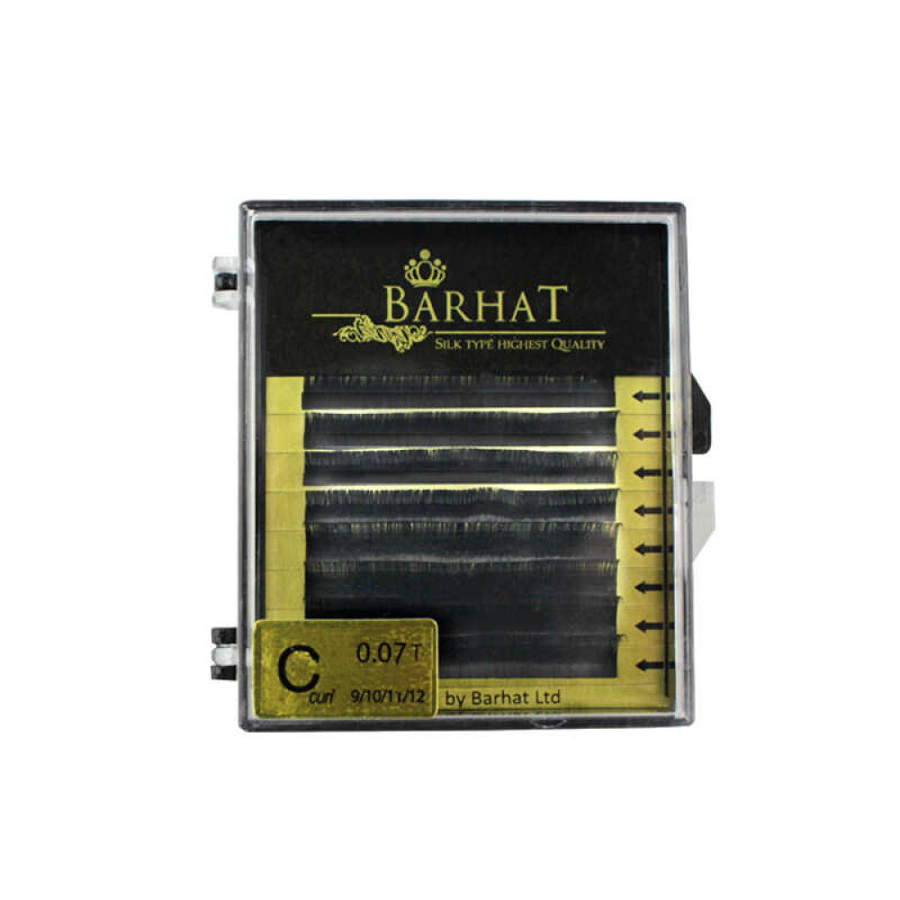 Ресницы Barhat C 0.07 (8 рядов: 9, 10, 11, 12 мм), черные