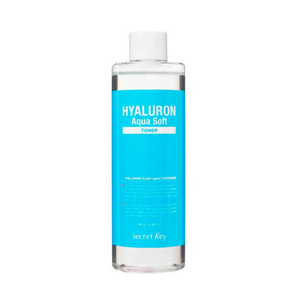 Тонер для обличча Secret Key Hyaluron Aqua Soft Toner з гіалуроновою. AHA. BHA кислотами. 500 мл