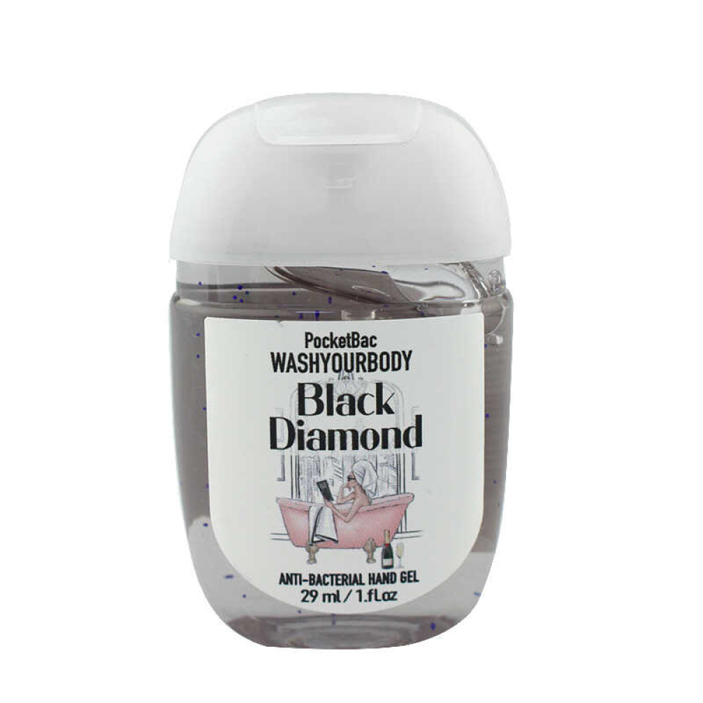 Санитайзер Washyourbody PocketBac Black Diamond, аромат женского парфюма, 29 мл