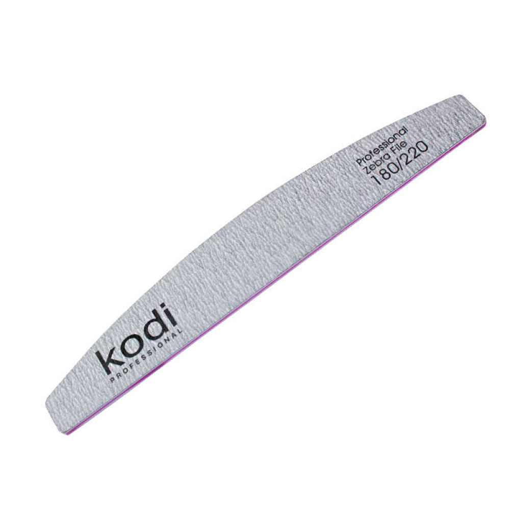 Пилка для нігтів Kodi Professional 180/220 півмісяць 128. колір світло-сірий