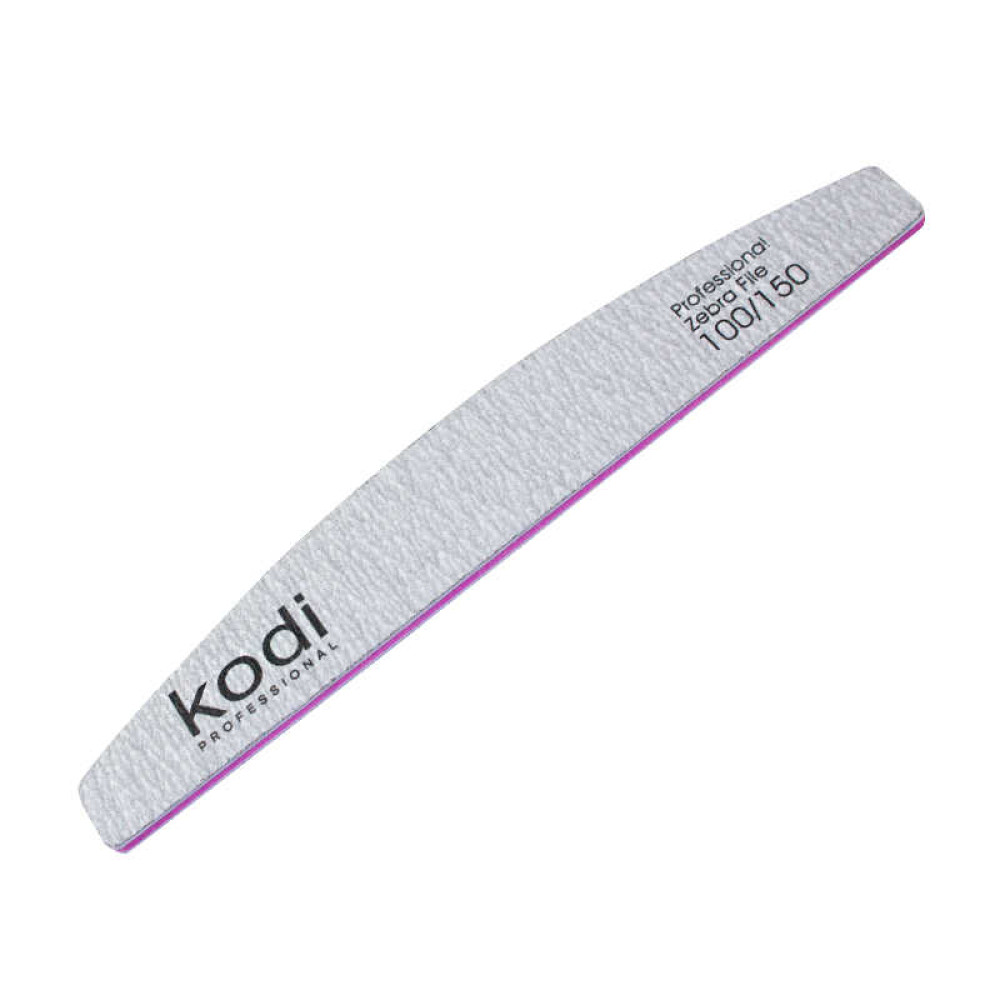 Пилка для нігтів Kodi Professional 100/150 півмісяць 129. колір світло-сірий