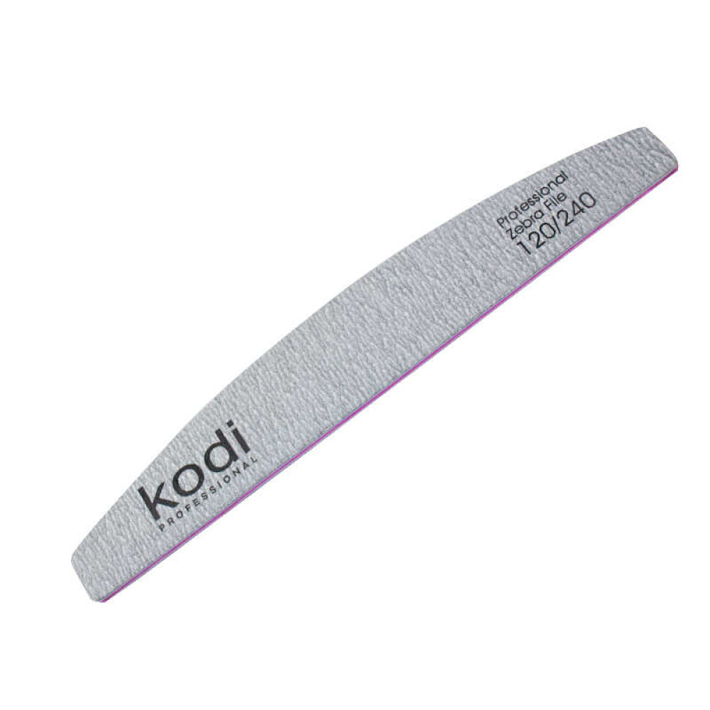 Пилка для нігтів Kodi Professional 120/240 півмісяць 131. колір світло-сірий