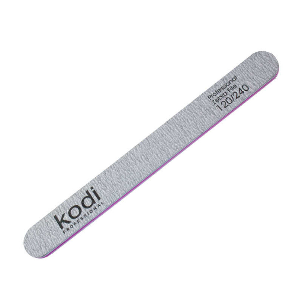Пилка для нігтів Kodi Professional 120/240 пряма 142. колір світло-сірий