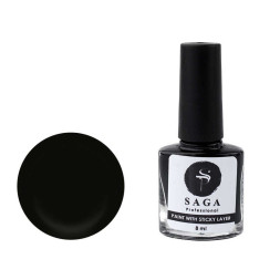 Лак-краска для стемпинга с липким слоем Saga Professional Stamping Paint With Sticky Layer черный, 8 мл
