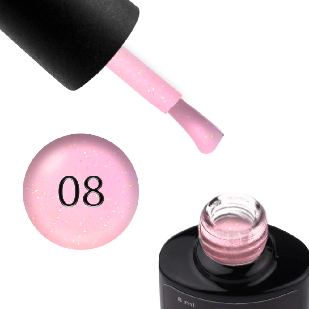 База цветная Saga Professional Color Base 008, холодный розовый с переливающимися шиммерами, 8 мл