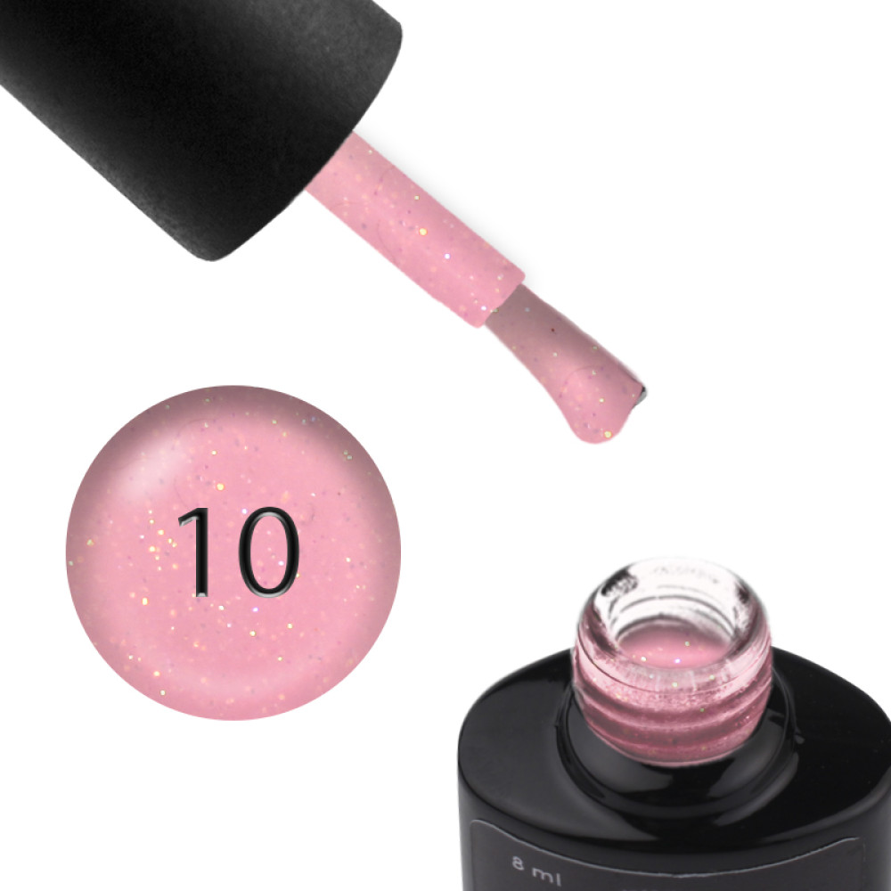 База цветная Saga Professional Color Base 010 светлый розовый с переливающимися шиммерами 8 мл