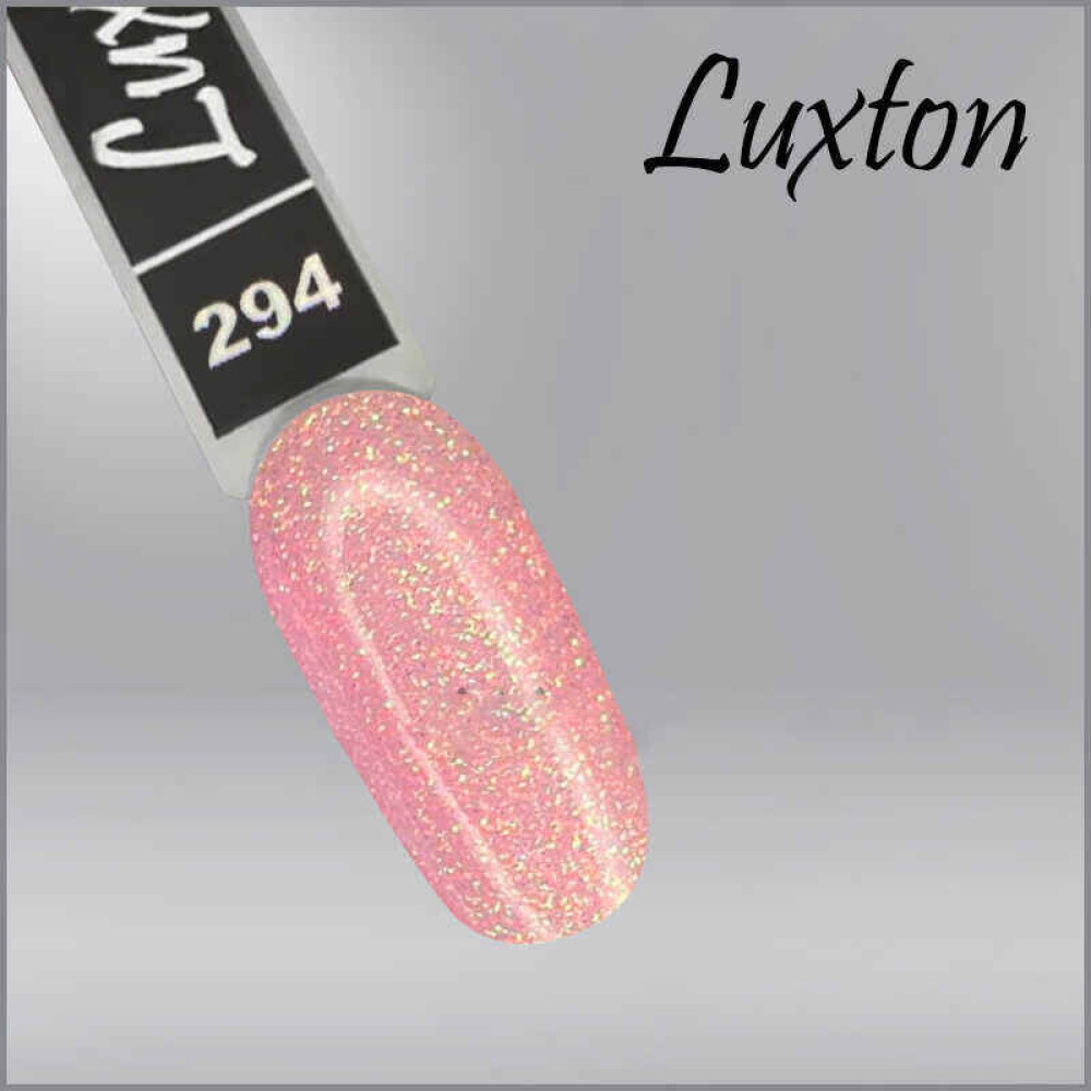 Гель-лак LUXTON 294 нежный розовый с переливающимися разноцветными блестками. 10 мл
