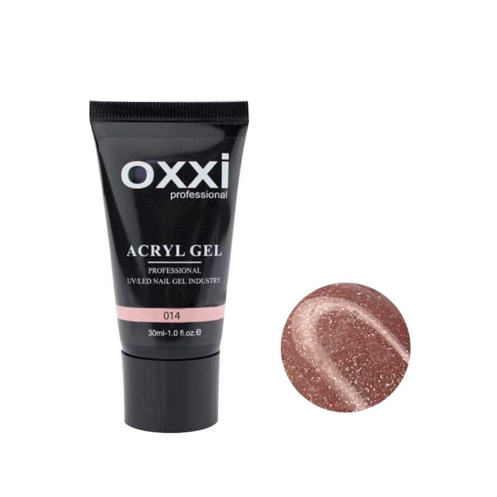 Акрил-гель Oxxi Professional Aсryl Gel 014 ніжний рожевий з шимерами, 30 мл
