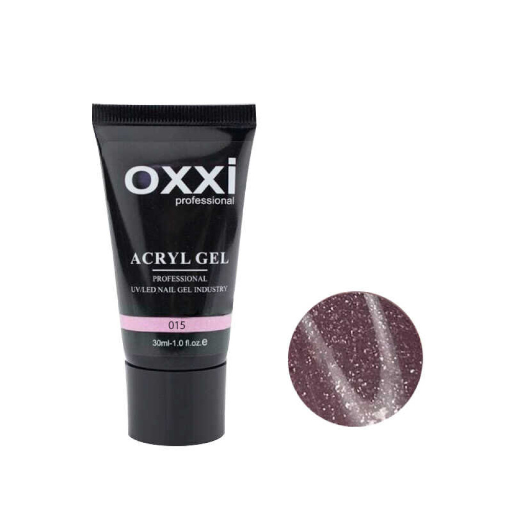 Акрил-гель Oxxi Professional Aсryl Gel 015, холодный розовый с шиммерами, 30 мл