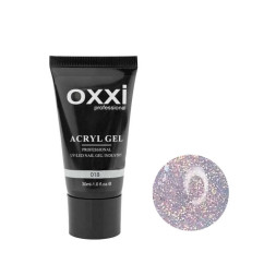 Акрил-гель Oxxi Professional Aсryl Gel 018 прозорий з голографічними шимерами 30 мл