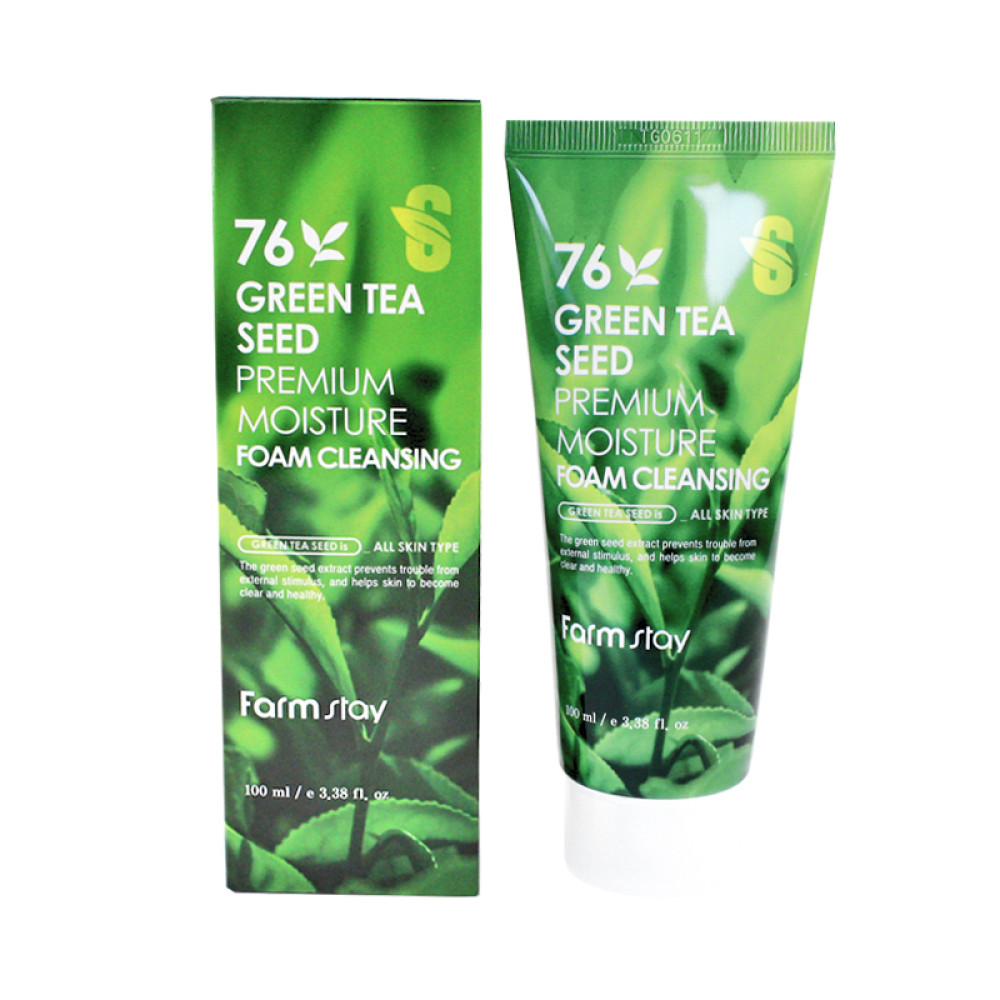 Пенка для умывания Farmstay 76 Green Tea Seed Premium Moisture Foam Cleansing очищающая с семенами зеленого чая. 100 мл