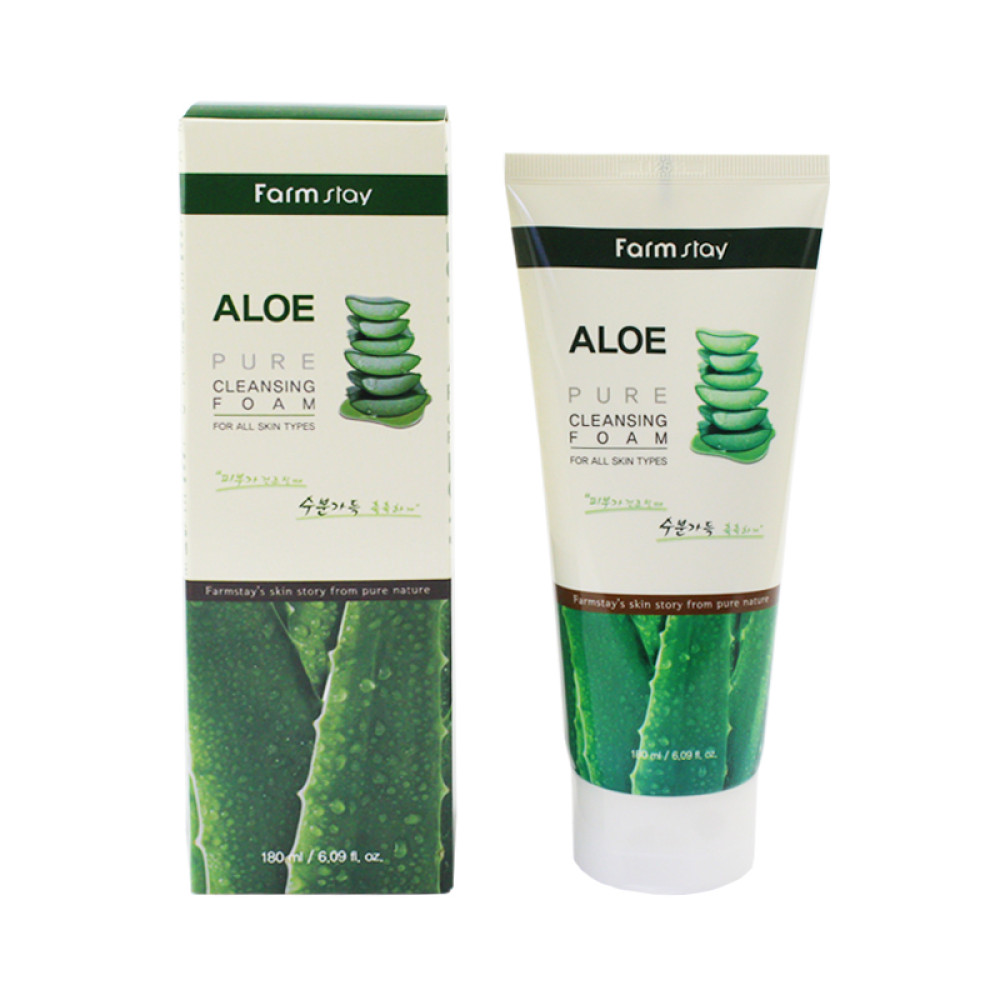 Пенка для умывания Farmstay Aloe Pure Cleansing Foam увлажняющая с экстрактом алоэ. 180 мл