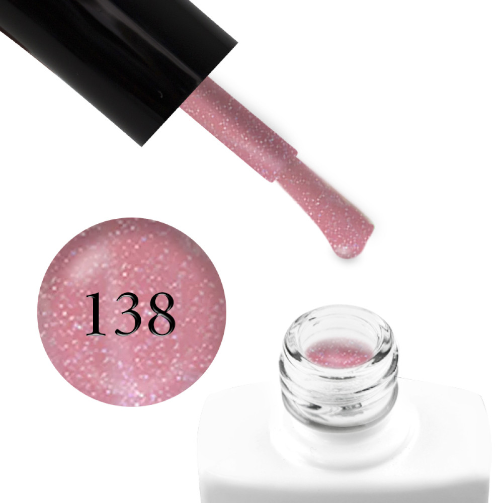 Гель-лак Nails Molekula 138 рожевий з голографічними блискітками 11 мл