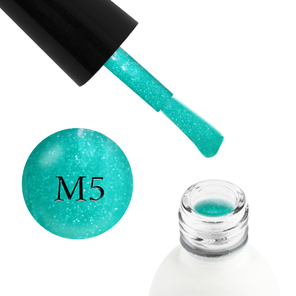 Гель-лак Koto Marmelad M05 зеленый с мельчайшими серебристыми блестками-песком. 5 мл