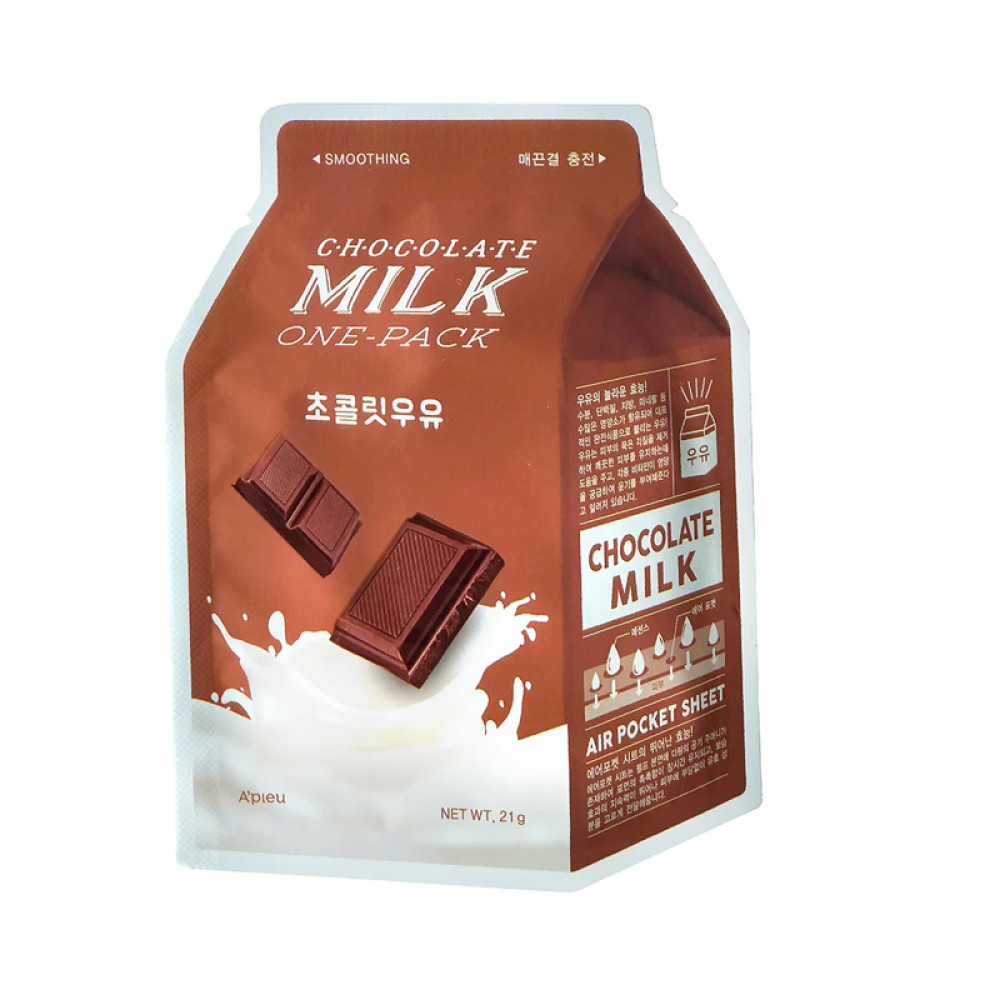 Маска для обличчя тканинна Apieu Chocolate Milk One-Pack з екстрактом какао та молочними протеїнами. 21 г