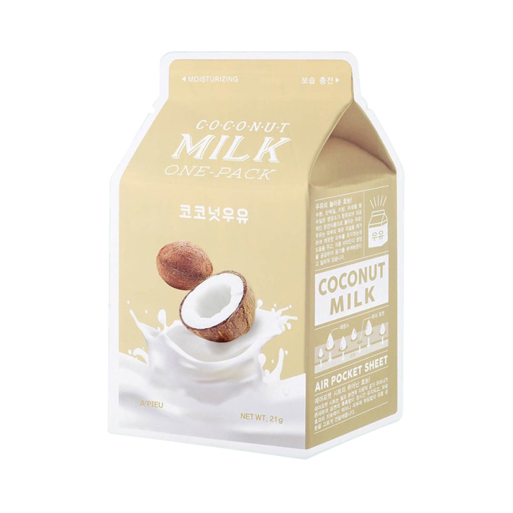 Маска для лица тканевая Apieu Coconut Milk One-Pack с экстрактом кокосового молока и молочными протеинами. 21 г