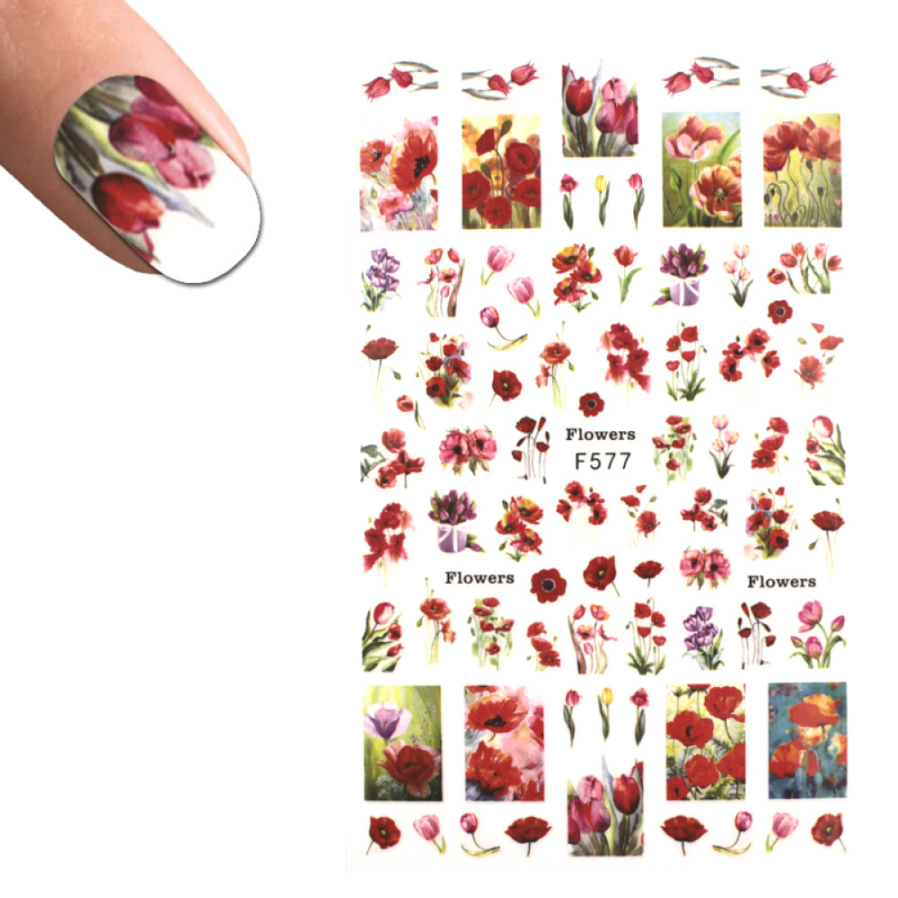 Наклейка для нігтів LBS F 577 Квіти