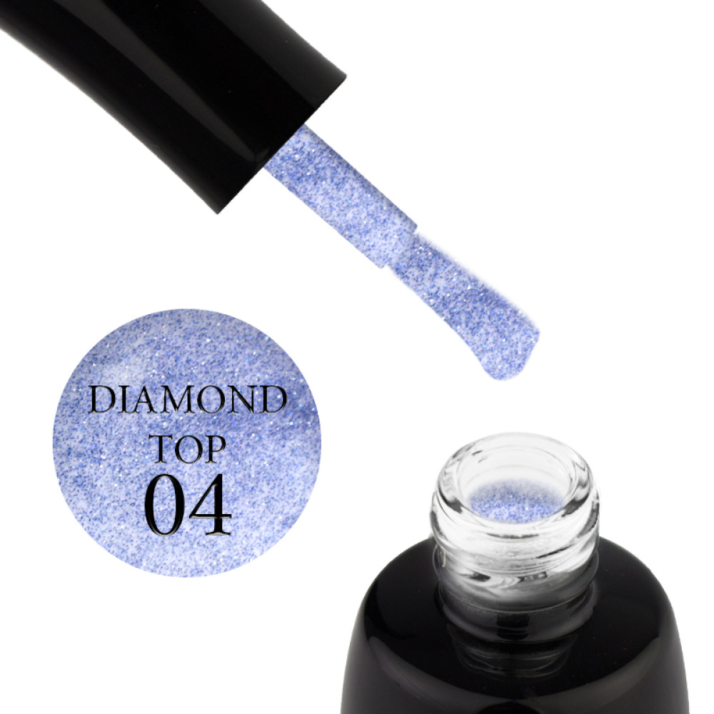 Топ для гель-лака без липкого слоя LUXTON Top No Wipe Diamond 04, светоотражающий синий, 10 мл
