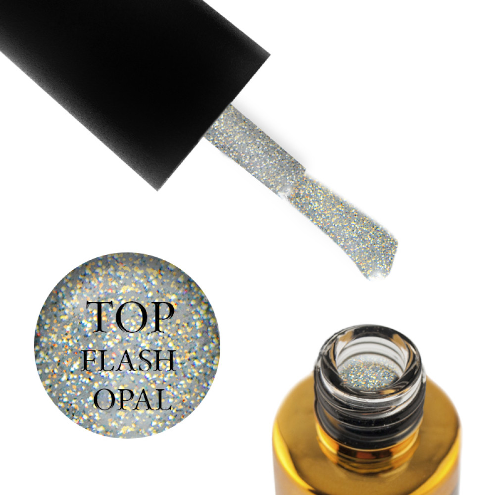 Топ для гель-лаку без липкого шару F.O.X Top Flash Opal світловідбиваючий, 7 мл