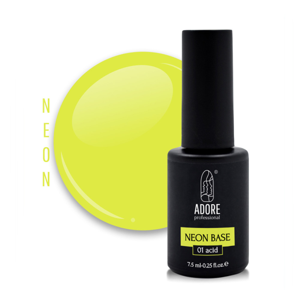 База неонова Adore Professional Neon Base 01 Acid. колір лимонно-неоновий. 7.5 мл