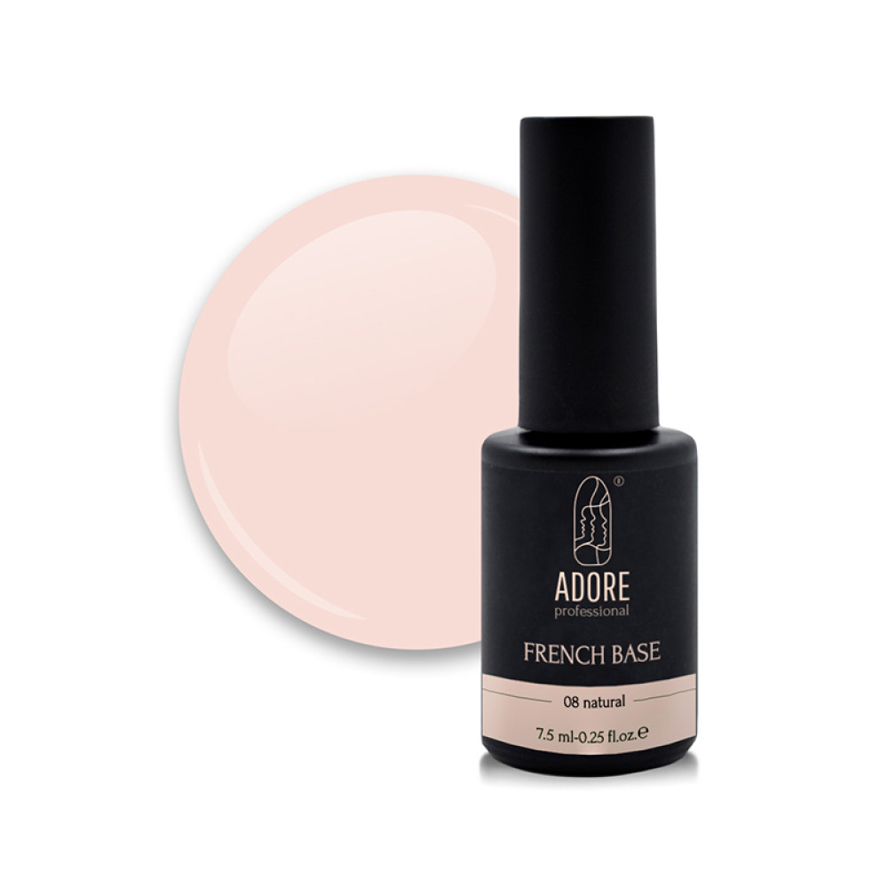 База камуфлююча Adore Professional Rubber Cover French Base 08 Natural. колір рожевий натуральний. 8 мл