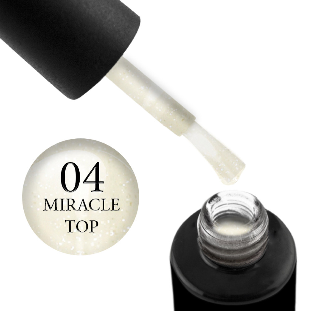 Топ для гель-лаку без липкого шару Adore Professional Miracle Top 04 Silver Shimmer з срібними блискітками. 8 мл