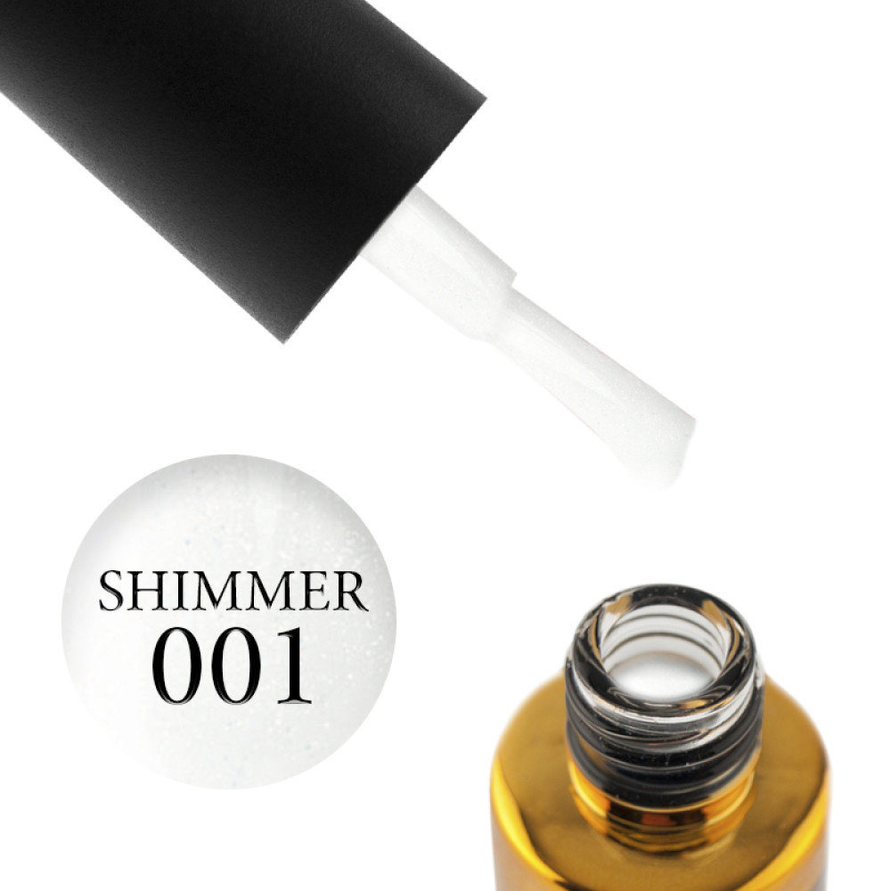 База камуфлююча каучукова для гель-лаку F.O.X Cover Base Shimmer 001. білий із шимерами. 14 мл