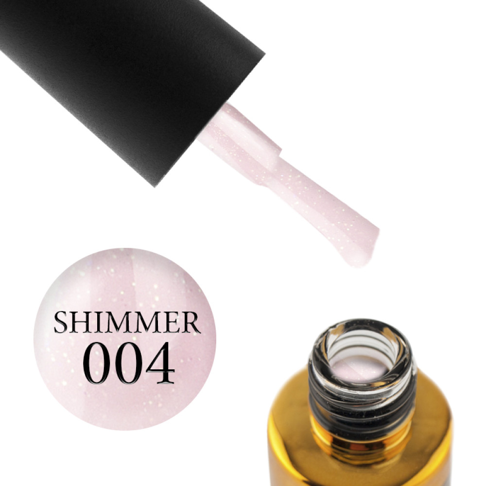 База камуфлююча каучукова для гель-лаку F.O.X Cover Base Shimmer 004. рожевий із шиммерами. 14 мл