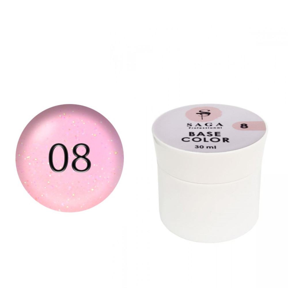 База цветная Saga Professional Color Base 008. холодный розовый с переливающимися шиммерами. 30 мл