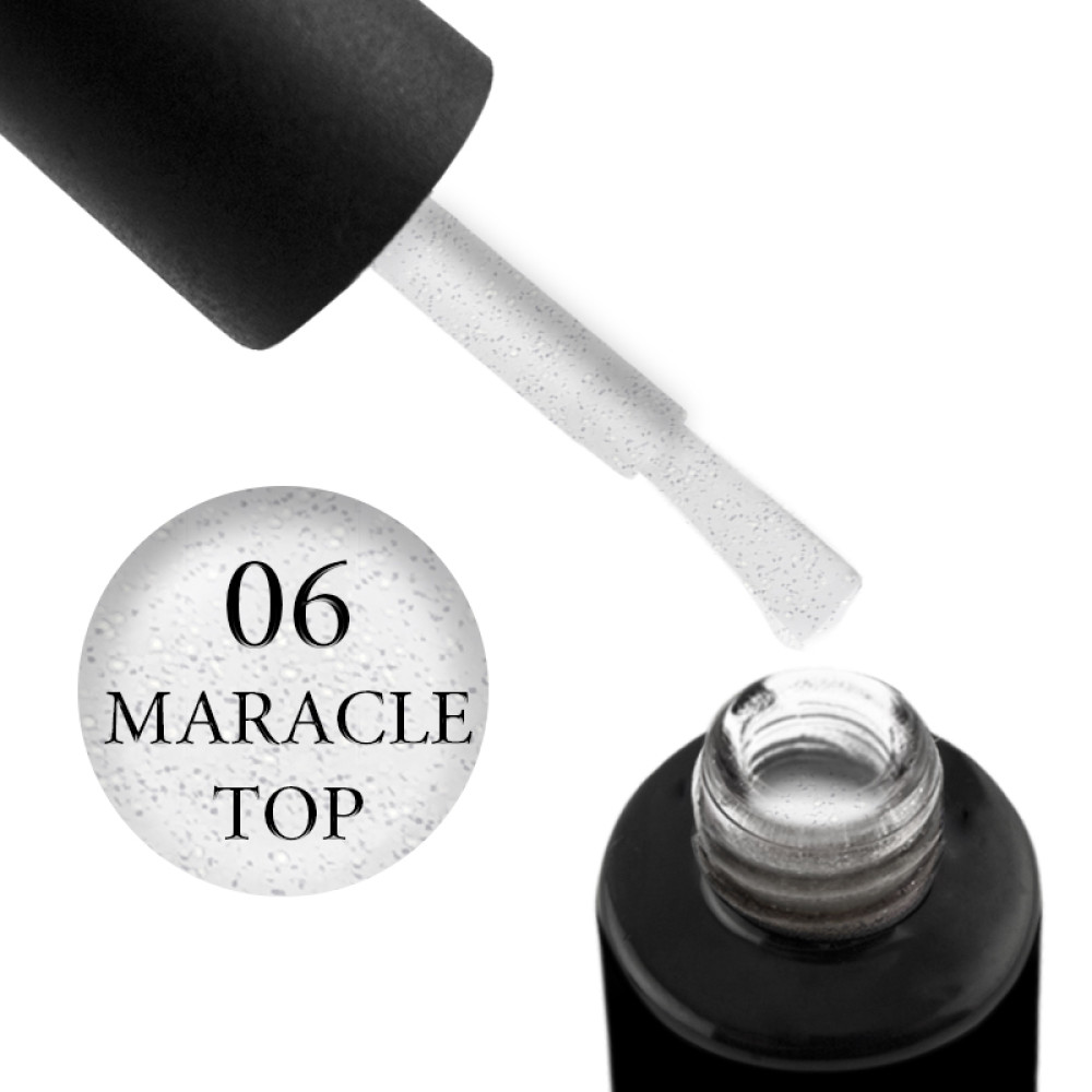 Топ для гель-лаку без липкого шару Adore Professional Miracle Top 06 Silver Glitter з сріблястими блискітками. 7.5 мл