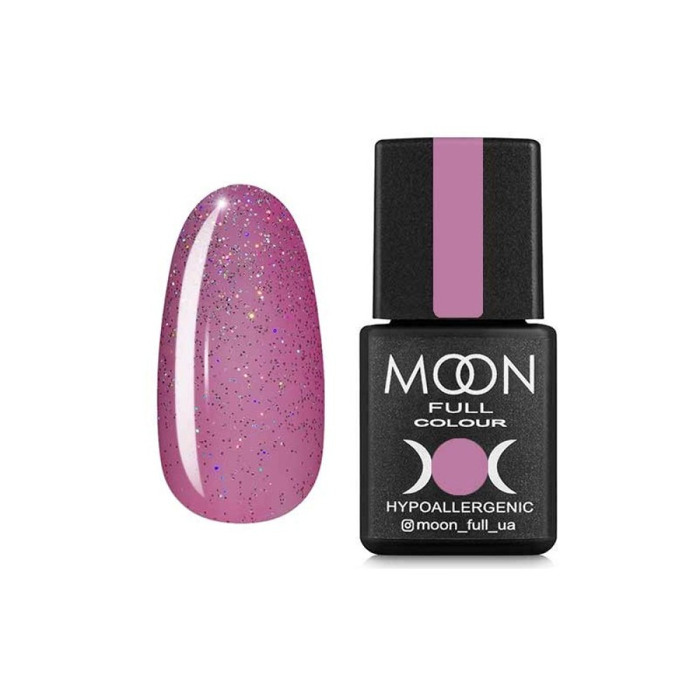 Гель-лак Moon Full Colour 306 полупрозрачный розовый с разноцветными шиммером. 8 мл