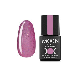 Гель-лак Moon Full Colour 306 полупрозрачный розовый с разноцветными шиммером. 8 мл