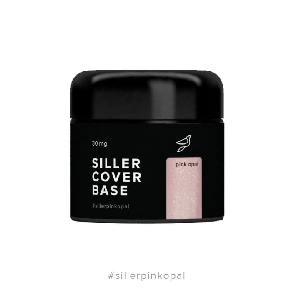 База камуфлююча каучукова Siller Professional Cover Base Pink Opal. ніжно-рожевий з мілким золотим шиммером. 30 мл