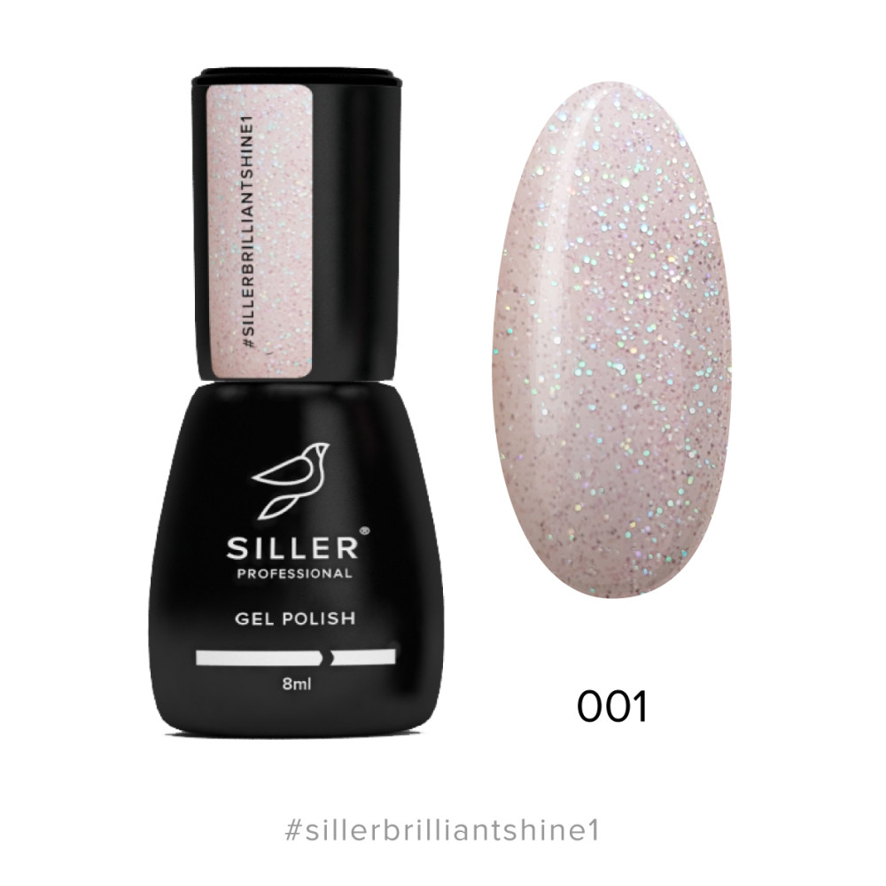 Гель-лак Siller Professional Brilliant Shine 001 рожевий кварц з блискітками. 8 мл