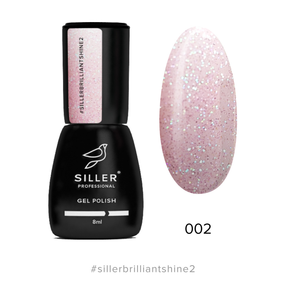 Гель-лак Siller Professional Brilliant Shine 002 нежный розовый с блестками. 8 мл