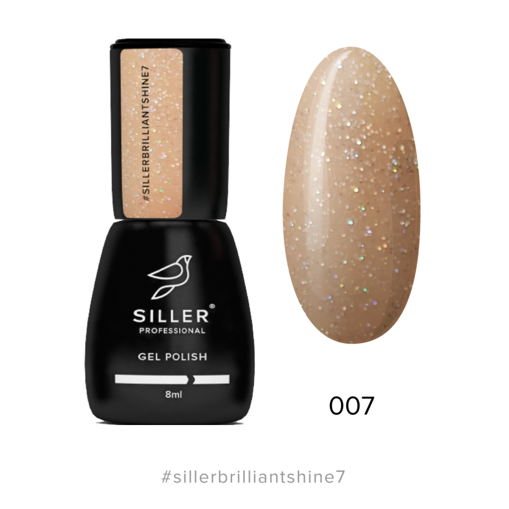 Гель-лак Siller Professional Brilliant Shine 007 золотисто-соломенный с блестками. 8 мл
