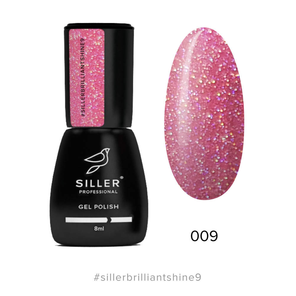 Гель-лак Siller Professional Brilliant Shine 009 закатно-розовый с блестками. 8 мл