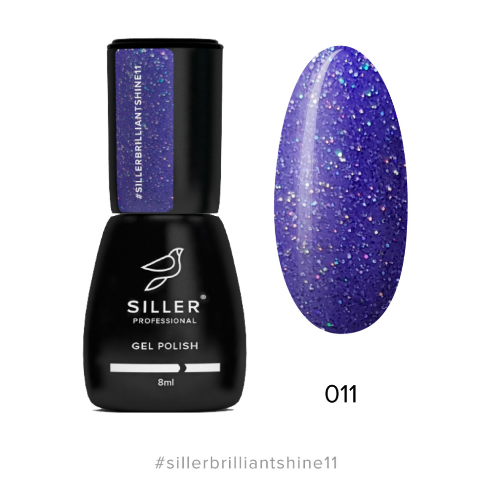 Гель-лак Siller Professional Brilliant Shine 011 фіолетовий з блискітками. 8 мл