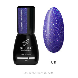 Гель-лак Siller Professional Brilliant Shine 011 фиолетовый с блестками. 8 мл