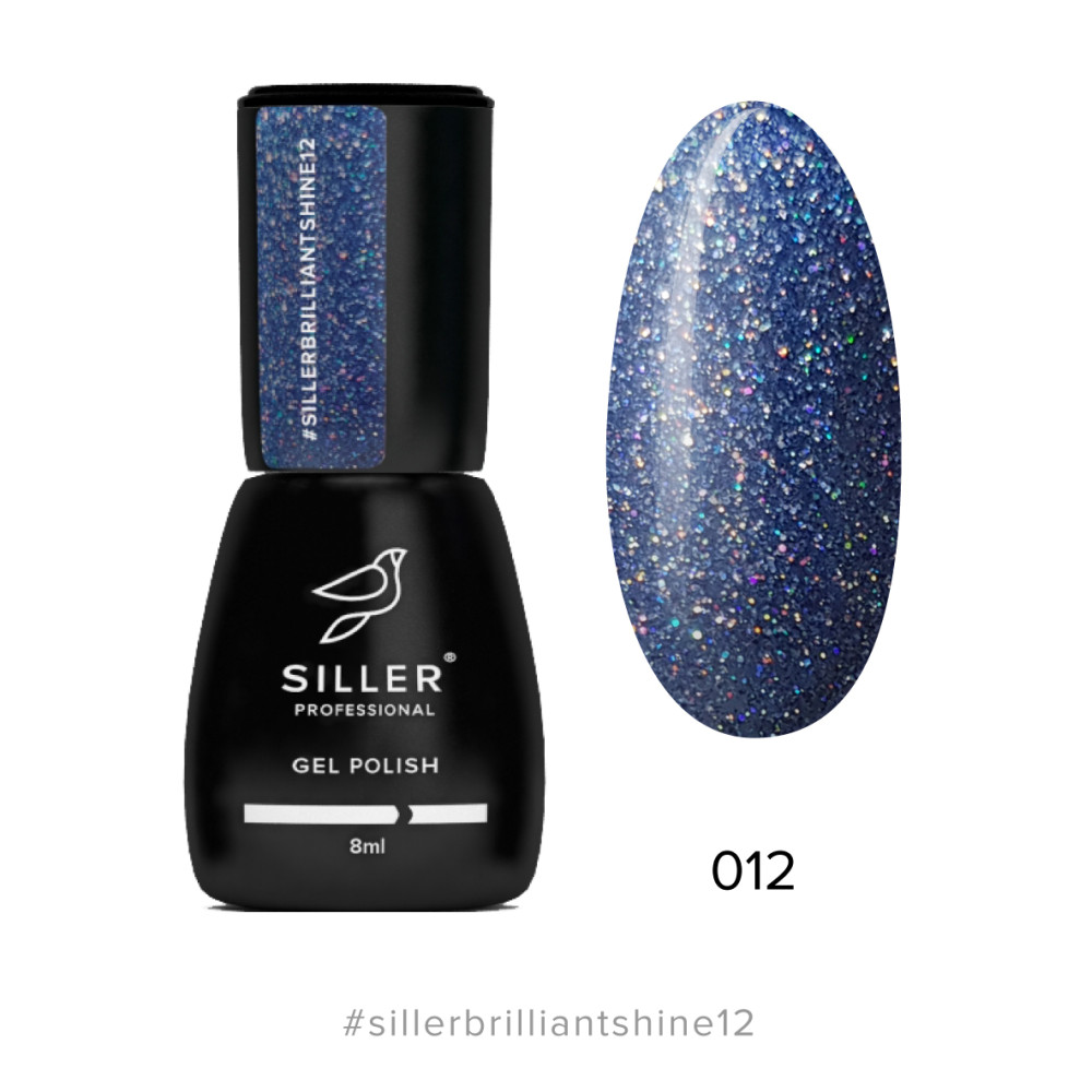 Гель-лак Siller Professional Brilliant Shine 012 светло-синий с блестками. 8 мл