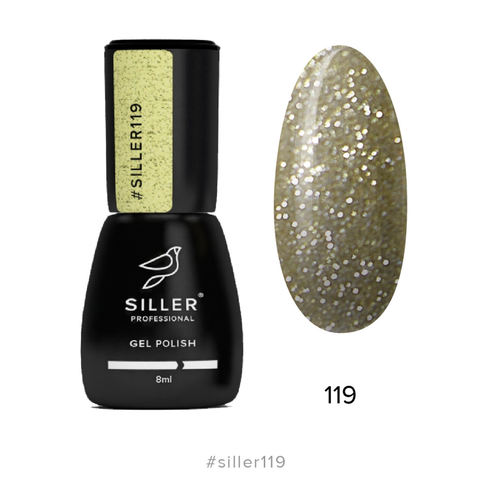 Гель-лак Siller Professional 119 приглушено-золотистий з блискітками. 8 мл